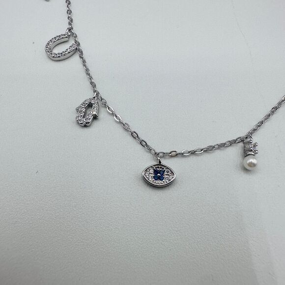 Sterling Silver Evil Eye Good Luck Charm Necklace Protection Jewelry - Picture 2 of 6